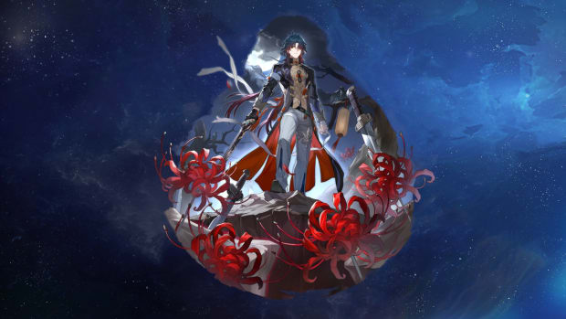 Honkai: Star Rail Blade artwork on space background.
